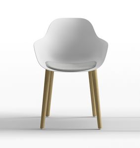 Pola Round P_4W, Chaise design en polypropylne avec pieds en bois
