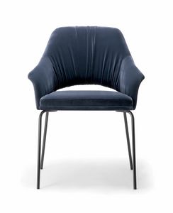 WINGS SIDE CHAIR WITH METAL BASE 076 POL, Fauteuil rembourr moderne