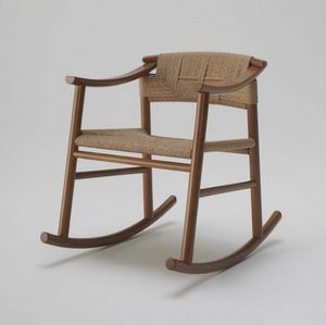 Haiku chaise  bascule en paille, Rocking chair avec assise en paille