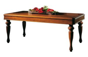 Bonifacio VS.0215, Table rectangulaire en noyer, extensible, jambes tourn