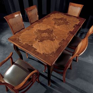 Delfi DELFIH559F, Table classique en bois avec marqueterie