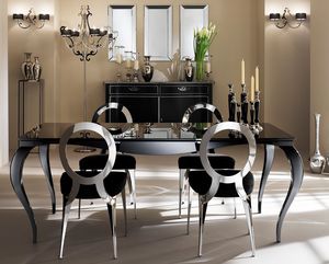 Raffaello Table, Table avec pieds en aluminium, top srigraphi