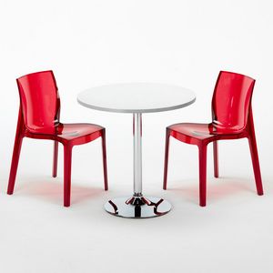 Chaises et table empilable - SET2SGHOST, Table ronde avec chaises transparentes, pour bars et htels