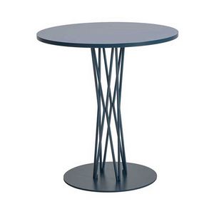 Jazz T, Table en mtal peint. avec plateau rond en stratifi