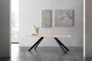 Art. 704ME Bio-Metal, Table avec frne massif plateau en bois