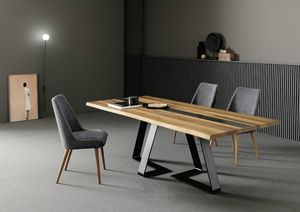 Double, Table avec un design attrayant, avec une base en acier