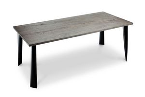 Milos Table, Table en fer rectangulaire avec noyer fum top