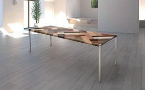 OLIMPO 2.5 PW45, Grande table, plateau en bois, pieds en mtal