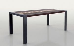 PEGASO 1.8 BC WENGE, Table rectangulaire, cadre en mtal, plateau en bois
