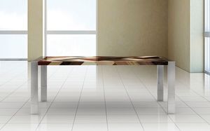 PEGASO 2.0 PW45, Table rectangulaire, cadre en acier poli, plateau en bois