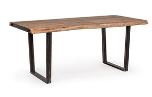Table Elmer 180X90, Table avec plateau en bois travaill  la main