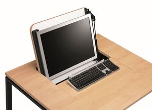 KUDOS 974, Rtractable table de stockage PC, en mtal et en stratifi