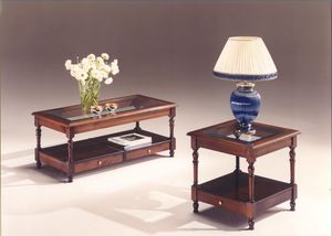 2980 TABLEAU, Tables en bois avec plateau en verre, style classique