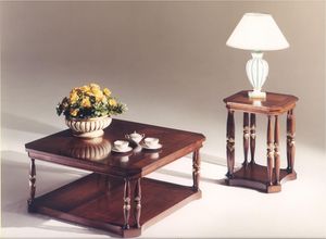 3035 TABLEAU, Table basse carre en bois pour salons de style classique