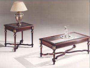 3045 TABLEAU, Tables rectangulaires avec plateau en verre, style classique