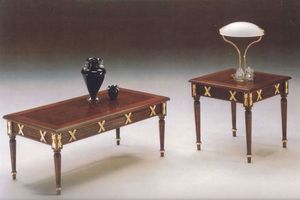 2825 TABLE BASSE RECTANGULAIRE, Classique sculpt table basse en bois, finition  la feuille d'or