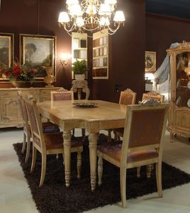 3485 TABLE, Table avec chaises rembourres pour salle  manger, luxe classique