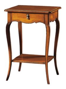 Anselmo FA.0141, Table en bois classique avec 2 tagres et 1 tiroir