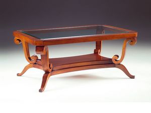 Art. 1385 Arca, Table basse en bois, plateau en verre, pour htel