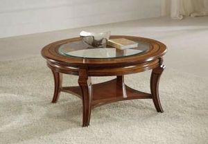 Art. 2026 RONDE TABLE BASSE, Ronde en bois faits  la main table basse, classique