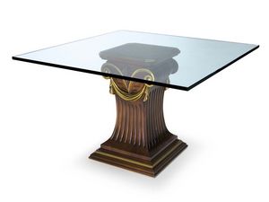 Art.528 dining table, Table avec plateau en verre et la base de htre, style classique
