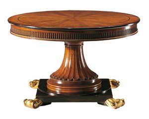 Boccaccino RA.0679, Table ronde en noyer, sculpt, extensible