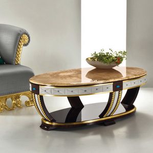 Capri CP181, Table basse ovale, avec dcorations en cuir