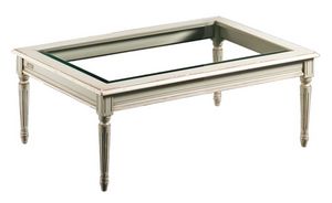 Clemente FA.0127, Table basse rectangulaire, plateau en verre, style antique