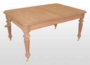 Collins, Table rectangulaire extensible classique, pieds tourns
