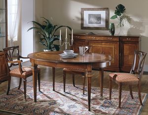 D 306, Table ovale en bois de cerisier, extensible, luxe classique