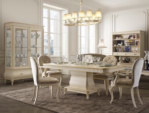 Florentia table, Table  manger en bois pour mobilier classique
