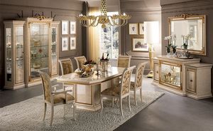 Leonardo salle  manger, Le luxe classique de salle  manger, avec table, chaises et vitrine
