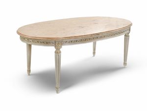 Table basse 5036, Table basse ovale avec plateau en marbre