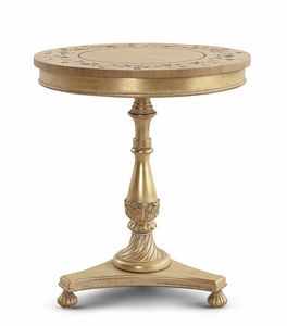 Table d'appoint 5032, Table basse ronde avec incrustation florale, style classique