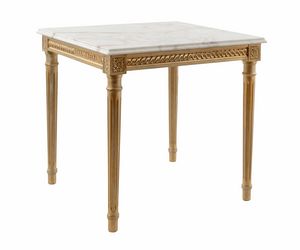 Tavolino 4545, Table d'appoint de style Louis XVI avec dessus en marbre