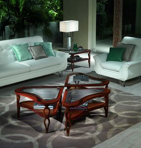 TL38 TL39 Quadrifoglio petite table, Tables en bois incrusts pour Villas de luxe classiques