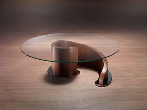 TL41 Minerva petite table, Table basse en contreplaqu, plateau en verre