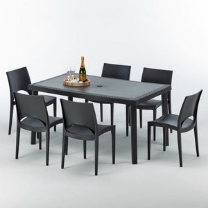 Chaises et table extrieur amovible jardin  S7050SETA6, Table d'extrieur, de haute qualit, modulaire