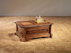 Art. 820 petite table de jeu, Table basse avec chiquier et compartiment  bouteilles