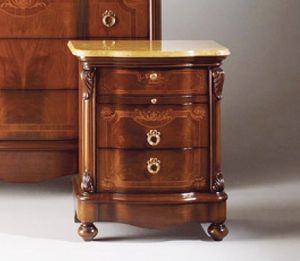 Brahms table de chevet, Table de chevet avec des joints en nid d'abeille avalent, dessus en marbre