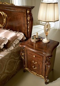 Donatello table de nuit, Prestige table de chevet classique, en bois sculpt, pour chambre