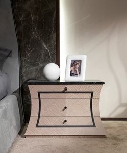 CD30 Cartesio table de nuit, Table de chevet en bois avec dessus en marbre