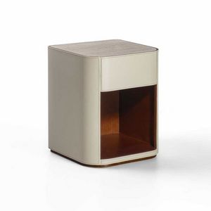 CD35+ELCD35 Alma table de chevet en cuir, Table de chevet recouverte de cuir, avec plateau en marbre