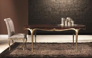LOVE tableau 8677T, Table de style antique, plateau ovale, base de finition dore