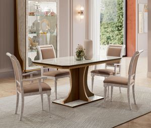 Romantica table, lgante table fixe avec plateau en marbre de Carrare