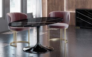 Young table, Table avec plateau ovale en marbre sahara noir