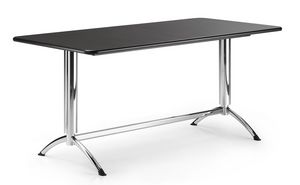 KOMBY 945, Table rectangulaire avec base en mtal chrom