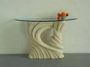 Santaclara, Table avec base sculpte, plateau en verre, pour les restaurants
