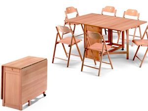 Ginger table, Stoppino chair, Table encombrant, pliable, en bois de htre