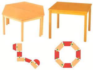 Tavolo componibile, Tables modulaires, en bois de htre, de l'cole maternelle et